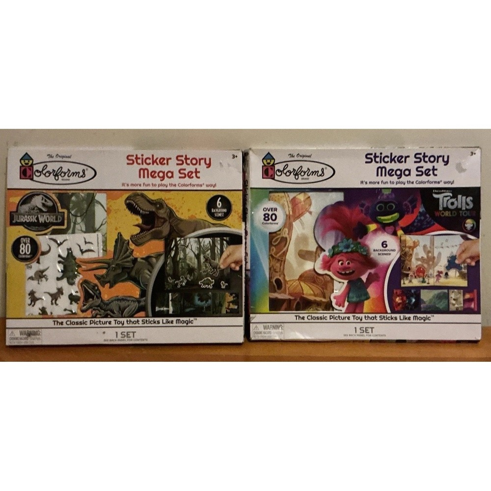 Colorforms Jurassic‎ World And Trolls World Tour Sticker Story Mega Set